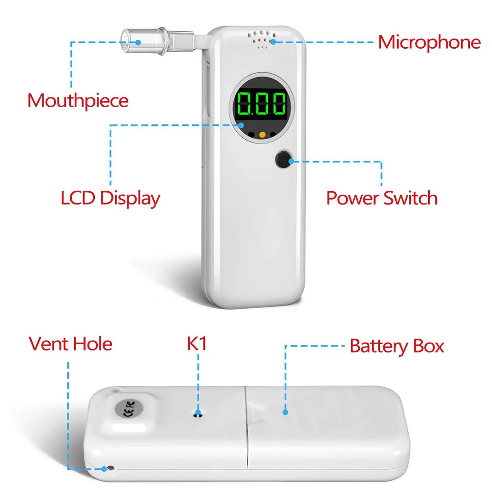 

Accurate Breath Alcohol Tester Professional Alcohol Ttester Breathalyzer Semiconductor Sensor Technology Digital Lcd Portable