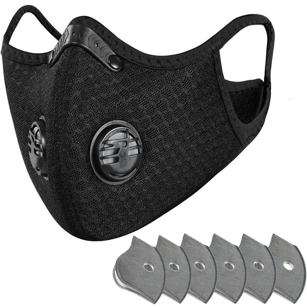 Cycling Face Mask Activated Carbon With 6 Filters PM2.5 Anti-Pollution Bike Ciclismo Sport Facemask Anti-droplet Dust #17 | Спорт и