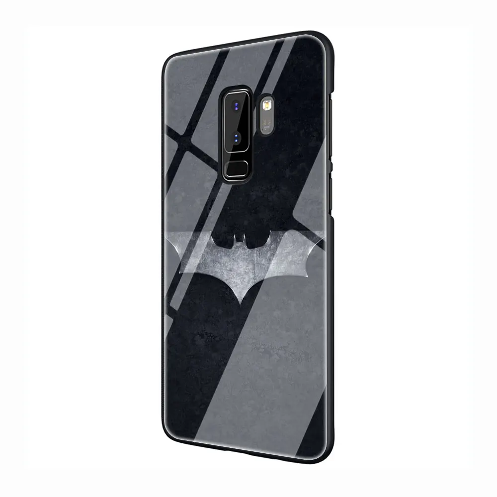 G1 Marvel Бэтмен логотип закаленное Стекло TPU черный чехол для Galaxy S7 Edge S8 S9 S10 Plus, Note 8, 9, 10, A10 20 30 40 50 60 70 - Цвет: G1