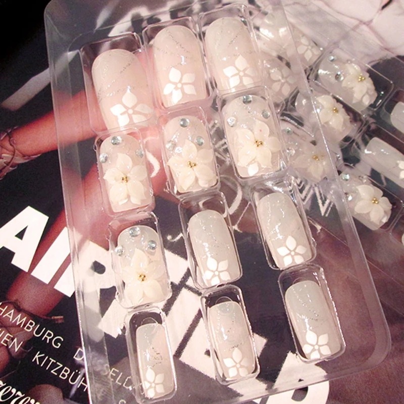 

24Pcs/Set Fashion Flower Fake Nails Art Tips Acrylic Nail False Artificial Nail
