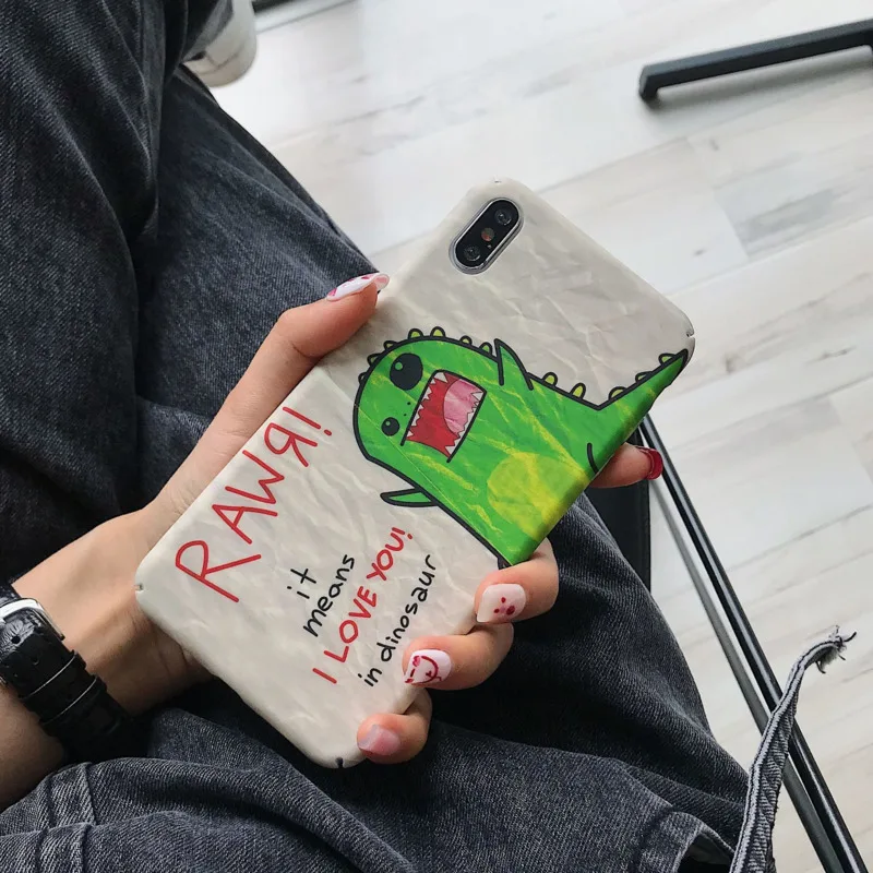 Cartoon cute fun little dinosaur phone case for iPhone11 X XS XR XSMax 8 7 6 6S PluS hard shell drop protection cover |