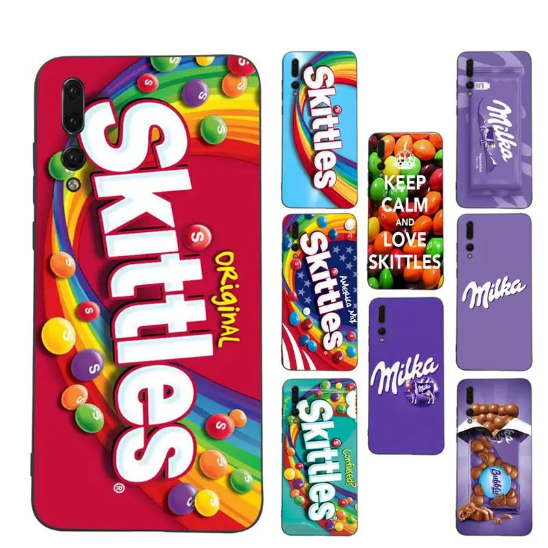 

Skittles Sweet Sour Fruit Candies Chocolate Milka Phone Case Soft Silicone Case For Huawei p 30lite p30 20pro p40lite P30 Capa
