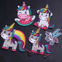 5pcslot cartoon cute unicorn patch badge thermoadhesive stickers on clothes iron on embroidery patches for clothing appliques