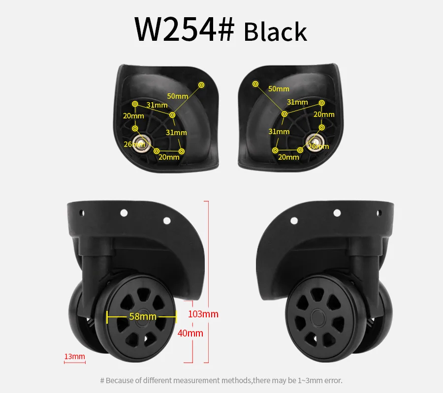 

Trolley case universal wheel accessories travel suitcase wheel pulley roller replacement accessories 22 inch 24 inch