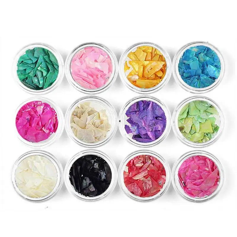

12 Bottles Colorful Shell Broken Sugar Paper Pieces Flashing Decor UV Epoxy Resin Mold Jewelry Fillings Jewelry Making