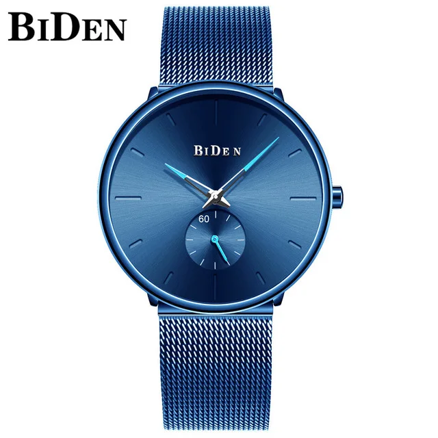 Color 10 Reloj Hombre BIDEN Top Brand Luxury Men Watches Waterproof Ultra Thin Date Wrist Watch Male Mesh Strap Casual Quartz Clock - Цвет: Color 10