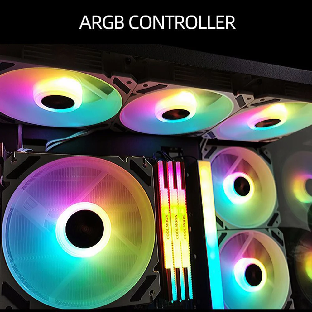 COOLMOON 120mm PWM ARGB PC Case Fan Quiet 4 Pin Addressable RGB Cooling for CPU Cooler Computer Chassis |