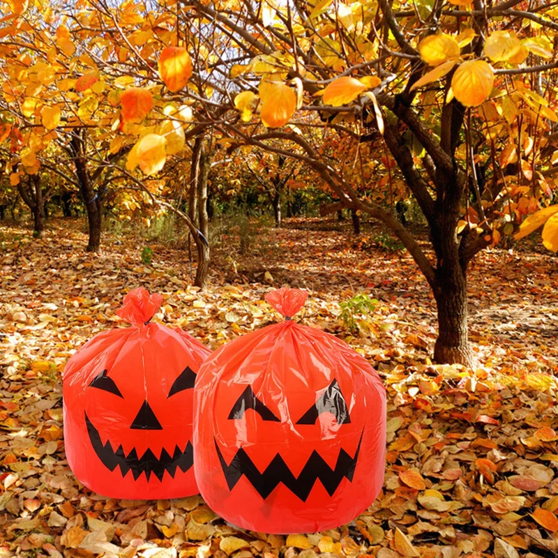 

4Pcs Halloween Pumpkin Leaf Bags Large Lawn Bag Festival Decoration Plastic Bags for Home Outdoor Yard Decor Garden Garbage Sack