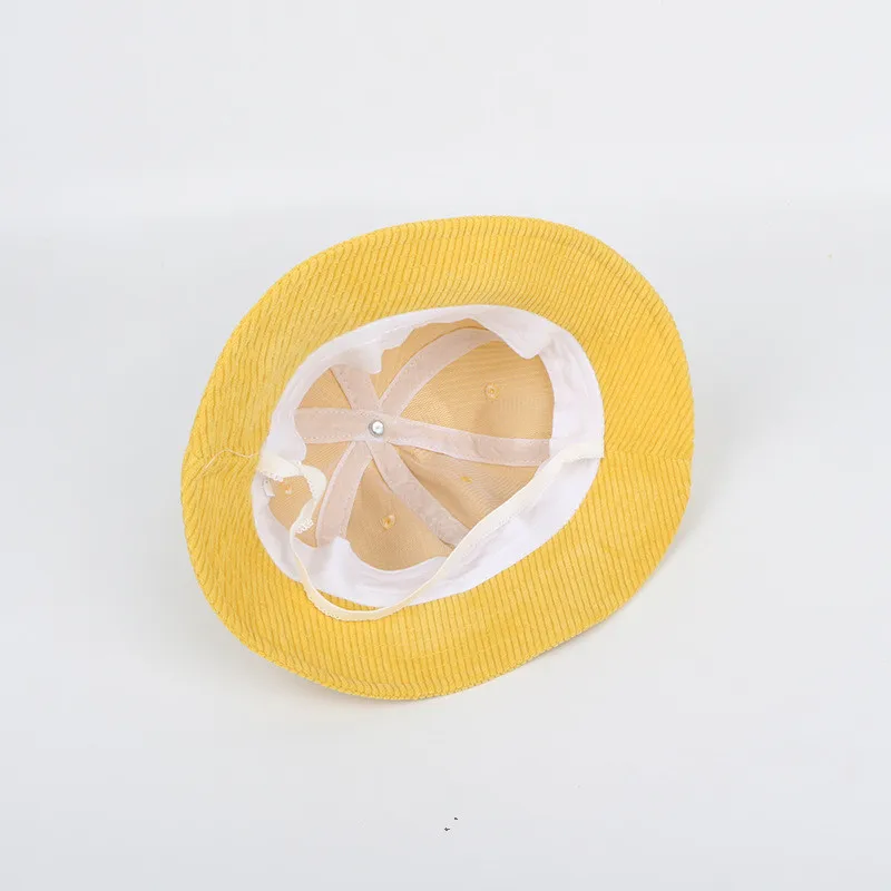 new Autumn Children Corduroy Bucket Hats Korean Style Candy Colors Outerdoor Vacation Caps Unisex Kids Fisherman | Детская одежда и