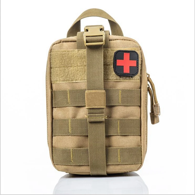 Medical MOLLE Tactical Pouch, EMT First Aid IFAK Rip-Away Utility Pouch with Flag and Cross Patch for Camping Hunting Hiking