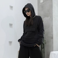 ladies long sleeve hooded hoodie spring and autumn new style personality stitching rough design leisure loose large size hoodie