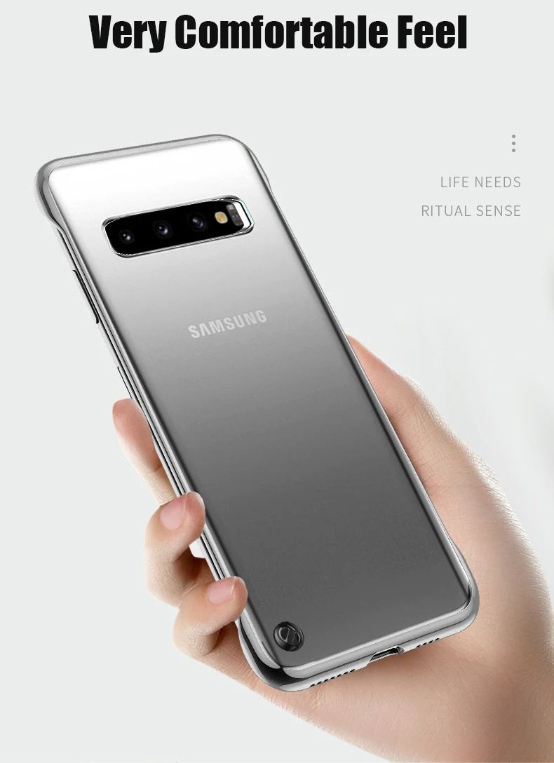 Чехол для samsung Galaxy S10 Note 10+ Plus A10 A30 A20 A70 A7 A50 покрытие прозрачное Безрамное жесткое покрытие из поликарбоната кольцо на палец