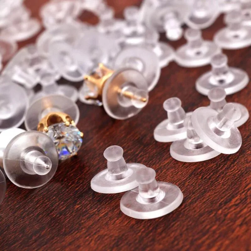 

100Pcs/Lot Environmental Rubber Earring Backs Stopper Silicone Round Ear Plug Blocked Caps for DIY Parts Jewelry Findings Making