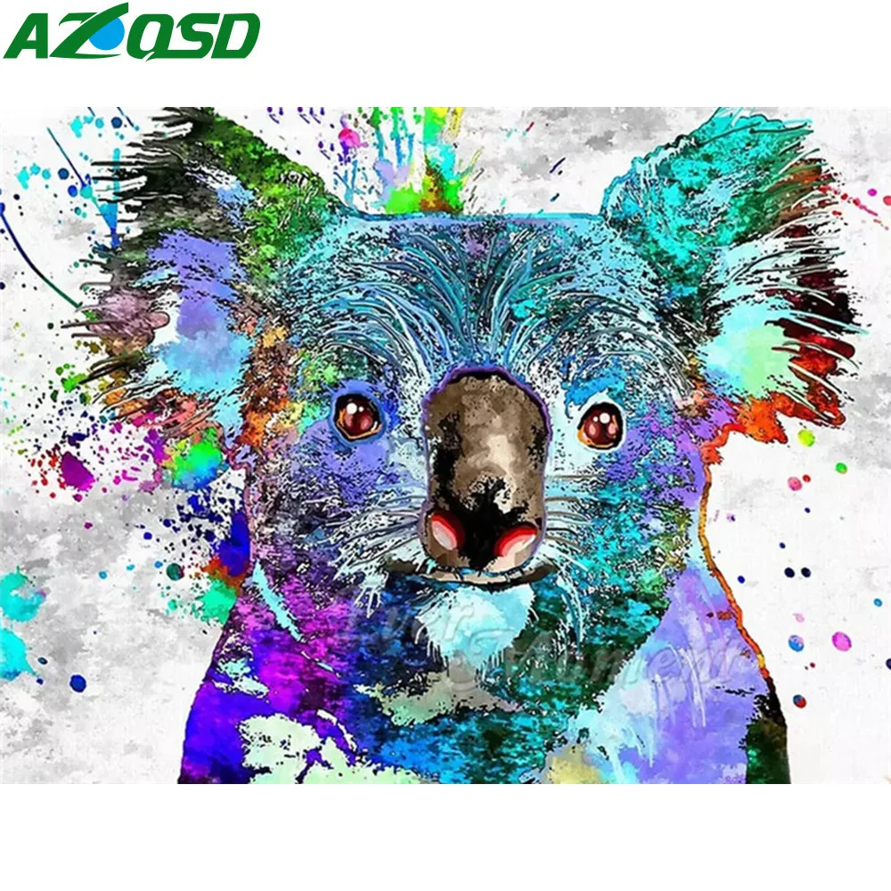 

AZQSD Painting By Number DIY Koala Drawing On Canvas Picture By Numbers Abstract Animal Kits Handpainted Wall Art