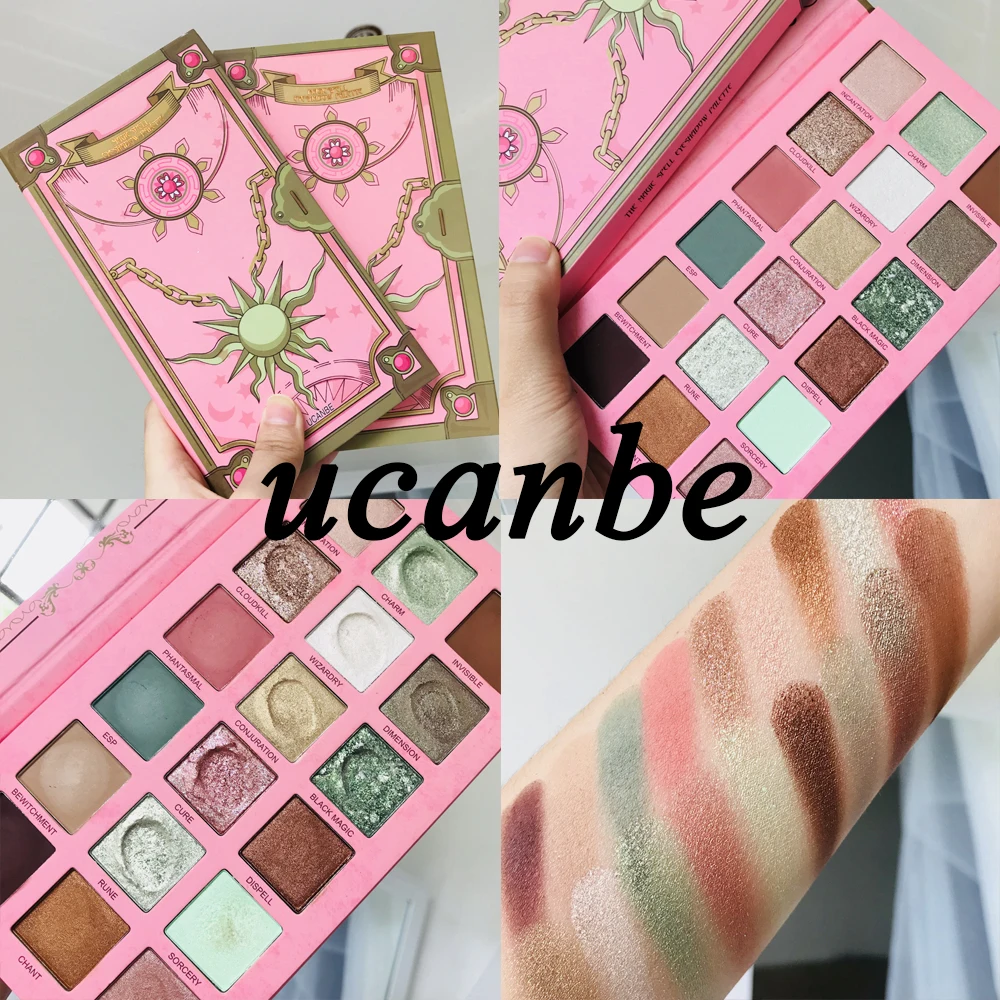 UCANBE Magic Spell тени для век Палитра яркие зеленые глаза макияж 18 цветов Блеск Мерцающий Матовый Металлик тени для век телесный косметика