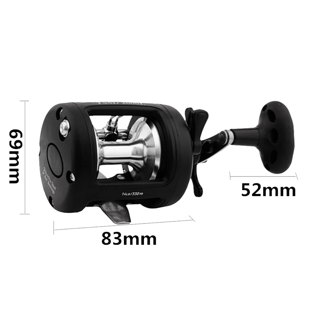 Fishing Reels Saltwater 3+1 BB Sea Baitcasting Reel Trolling Boat Drum Black |