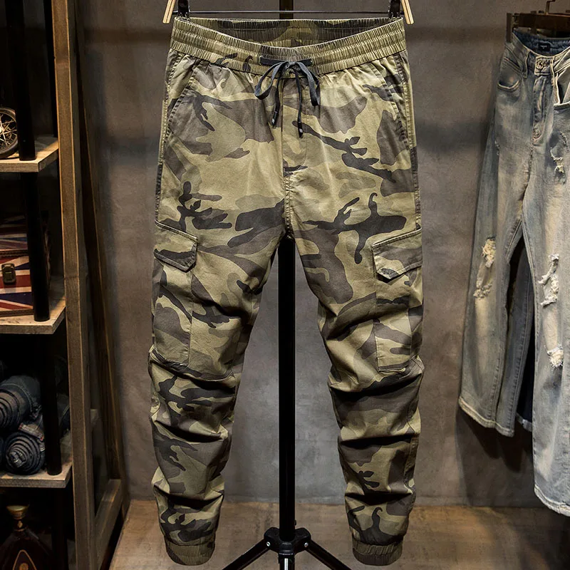 Брюки-Карандаш мужские камуфляжные облегающие штаны-карго до щиколотки модная