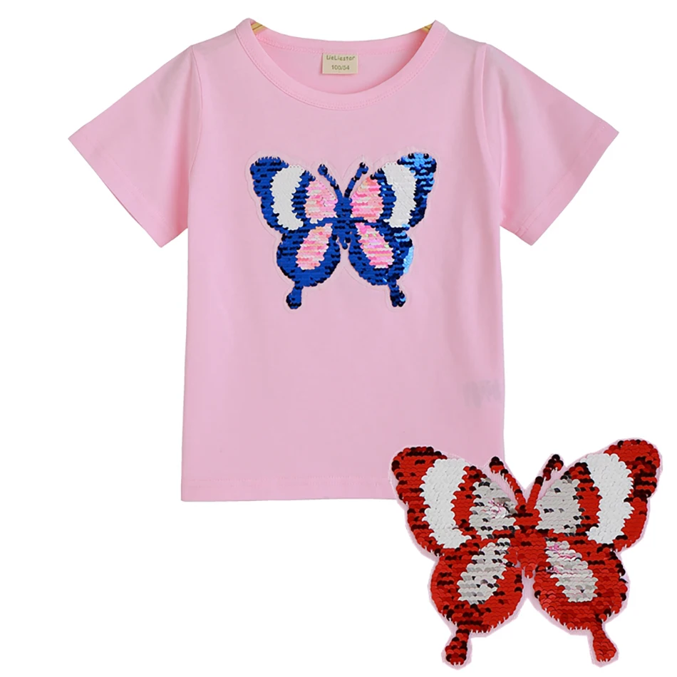 Летние детские футболки модная одежда для девочек и мальчиков волшебные блестки