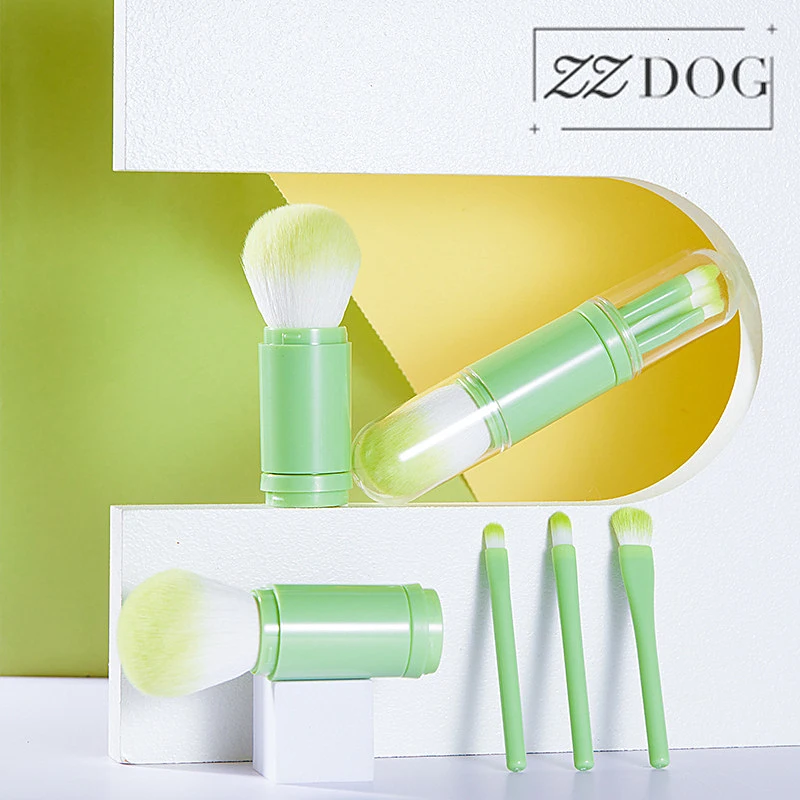 ZZDOG 4 в 1 портативный набор кистей для макияжа Профессиональная Кисть румян тени