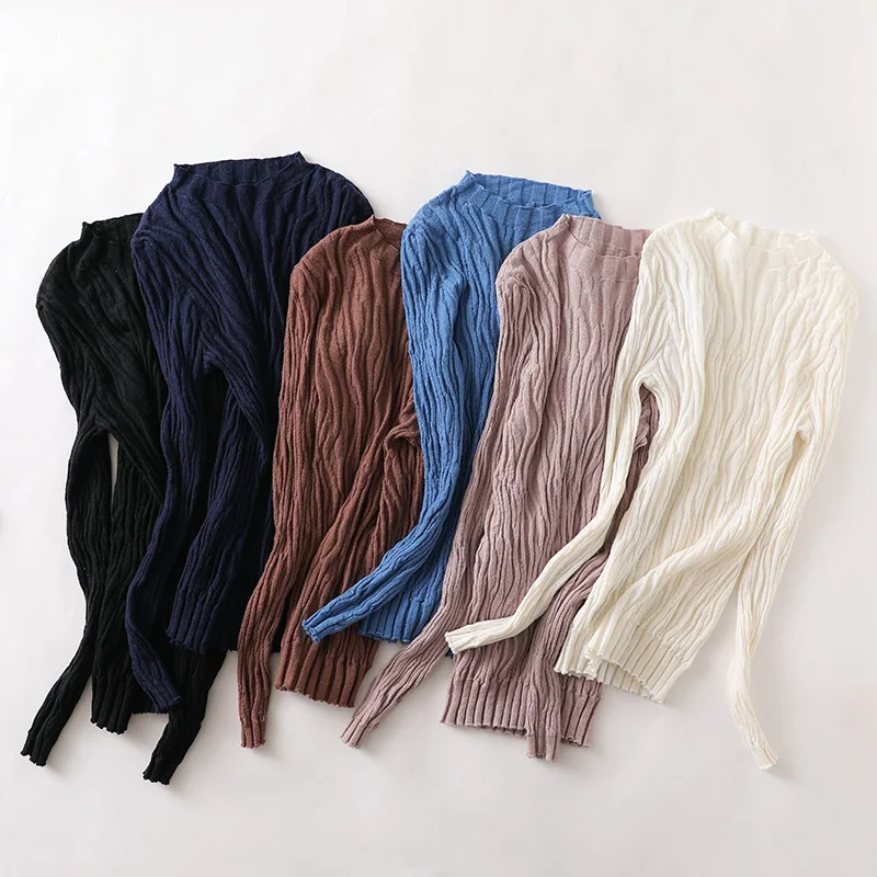 

women autumn and winter fashion slim wool sweater pure color knitted long-sleeved cashmere sweater new products FRSEUCAG brand