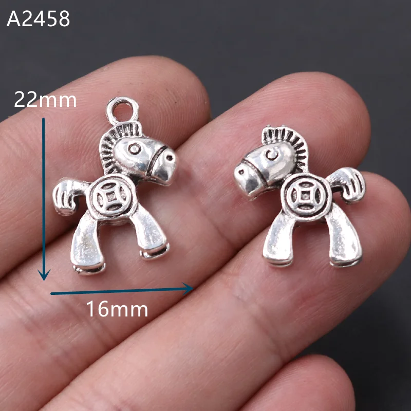 

10pcs Silver Plated 3D Cute Donkey Pendant Hip Hop Bracelet Earring Metal Accessories DIY Charms For Jewelry Crafts Making A2458