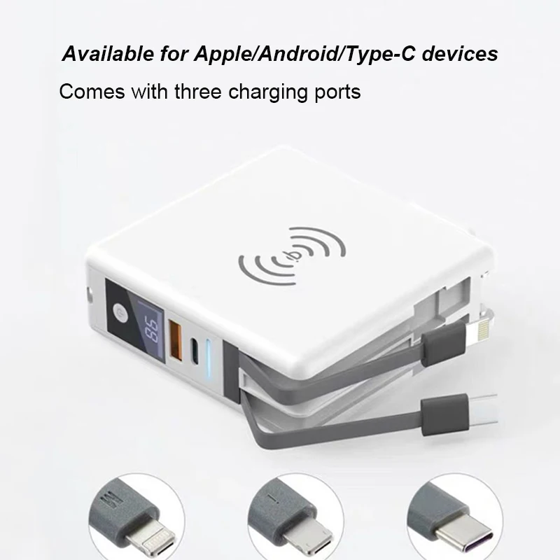 Cena Bezprzewodowa ładowarka 3 W 1 USB Typ C Power Bank Prawdziwa Pojemność 10000mAh Przenośna ładowarka Do Telefonu Komórkowego Powerbank Dla Iphone'a