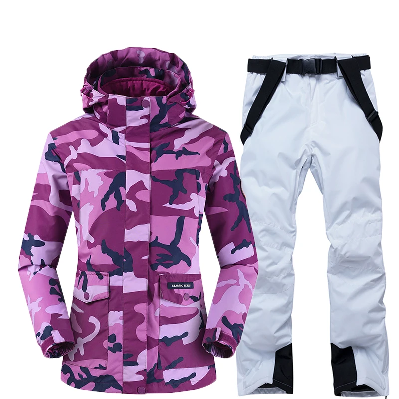 Set 2 Лыжные куртки и штаны женский лыжный костюм комплекты для сноубординга очень теплая ветрозащитная Водонепроницаемая зимняя одежда для улицы - Цвет: Set 2