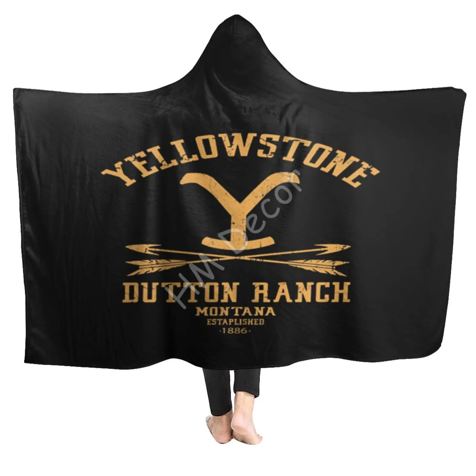 

Yellowstone Dutton Ranch Hooded Blanket Lightweight Soft Warm Cozy Sherpa Blanket Flannel Blankets for Home Office Travel Gifts