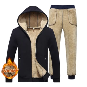 Зимние толстовки теплый мужской комплект из свитера с капюшоном из кашемира для мужчин повседневная куртка меховая подкладка однотонная ягненка кашемировый свитер на молнии с капюшоном; Парка с человеком K355