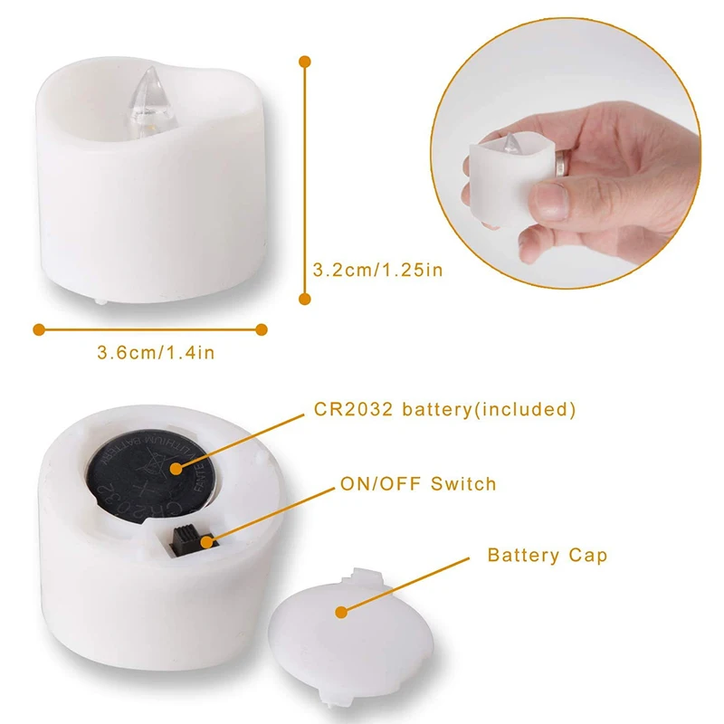 12/24 шт. рождественские светодиодные свечи светильник Пламенные чайсветильник Чи