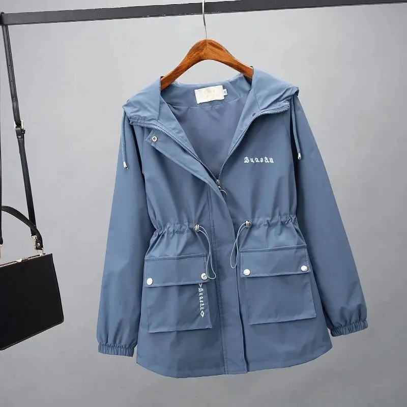 

2021 Spring Autumn Windbreaker Basic Jacket Women Fashion Hooded Long Coat Female Harajuku Streetwear Outerwear Bomber Jackets