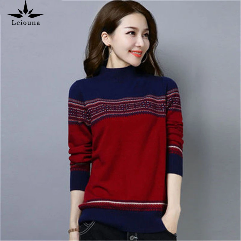 

Leiouna Casual Loose Long Sleeve Vintage Fashion New Autumn Winter Women Turtleneck Sweater Style Knitted Sweaters Pullover Tops