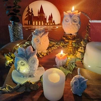 large size 3d owl scented candle silicone mold diy handmade pet home decorates