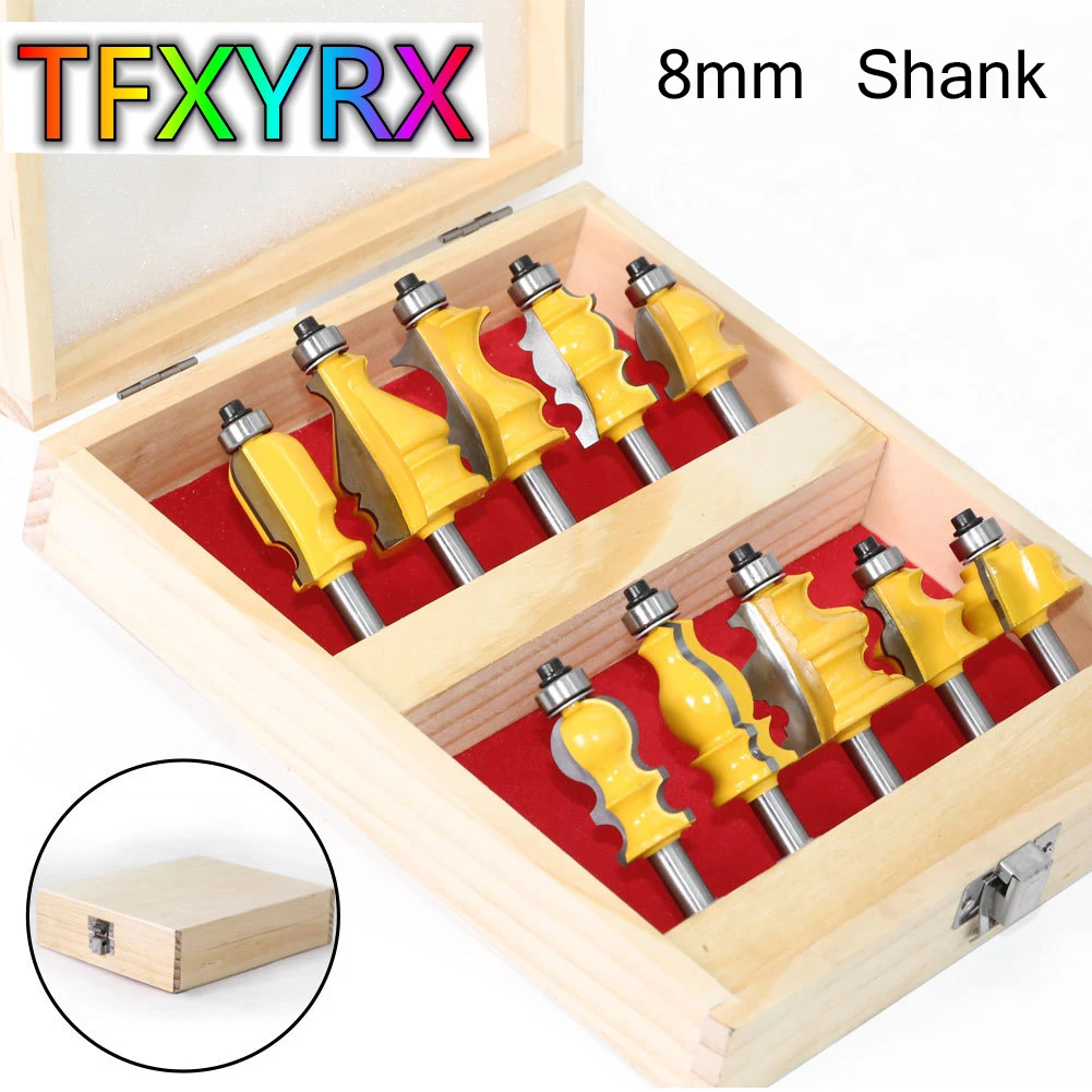 

Набор фрез для деревообработки, комплект из 10 насадок 8 мм с хвостовиком