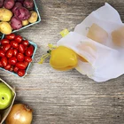 5 шт. многоразовые хлопковые платья с сеточкой с производить мешки для овощи фрукты Кухня сетка сумка для хранения с завязкой организации хранения