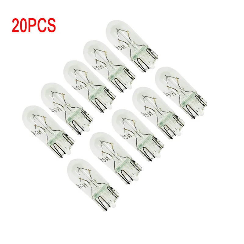 

20Pcs White T10 W5W 501 194 Clear Signal Lamp White Glass 12V 5W W2.1x9.5d Single Filament Car Bulb Auto Light