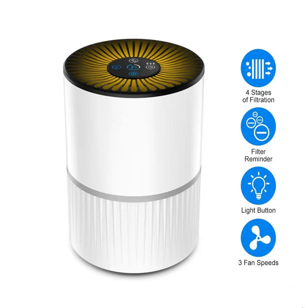 

Home Portable 3 Modes HEPA Filter Air Purifier USB Charging LED Light Air Cleaner Negative Ion Generator Ionizer Aroma Diffuser