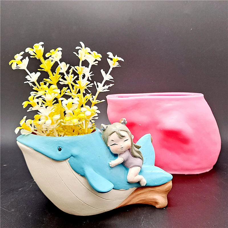 Силиконовая форма 3D для девочек цветочный горшок с белым медведем гипсовая смола