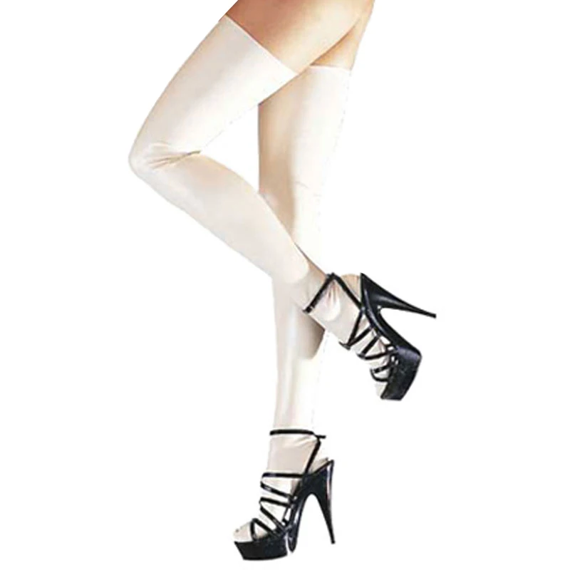 Чулки белые резиновые плотно стройные ноги одежда S LA015|rubber stockings|latex stockingsstockings rubber