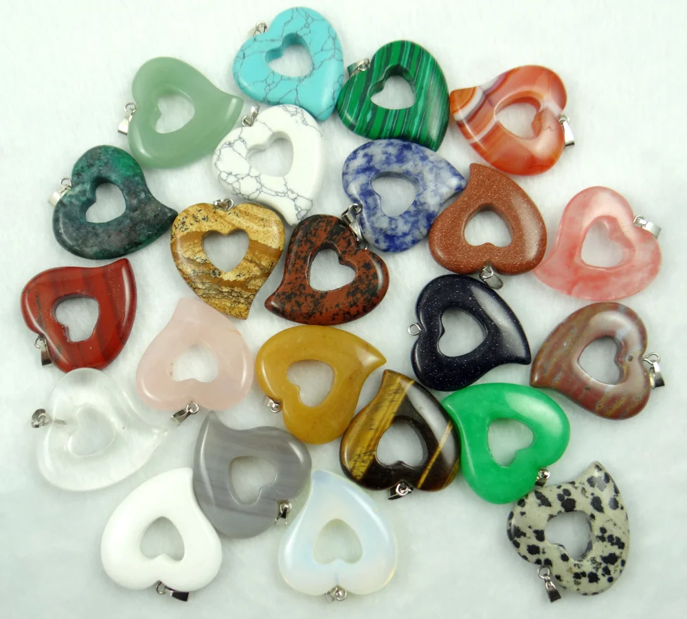 Натуральный камень кварц кристалл бирюзой lapis опал тигровый глаз кулон сердце