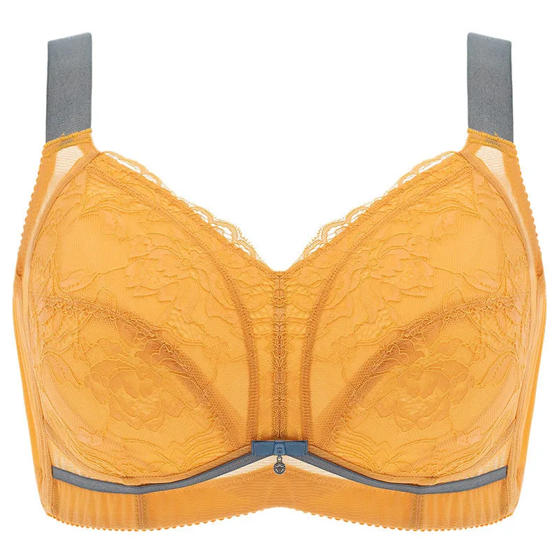 Women Full Coverage wire free Non-Foam Plus Size Floral Lace Bra 34 36 38 40 42 44 46 C D E F G H I J