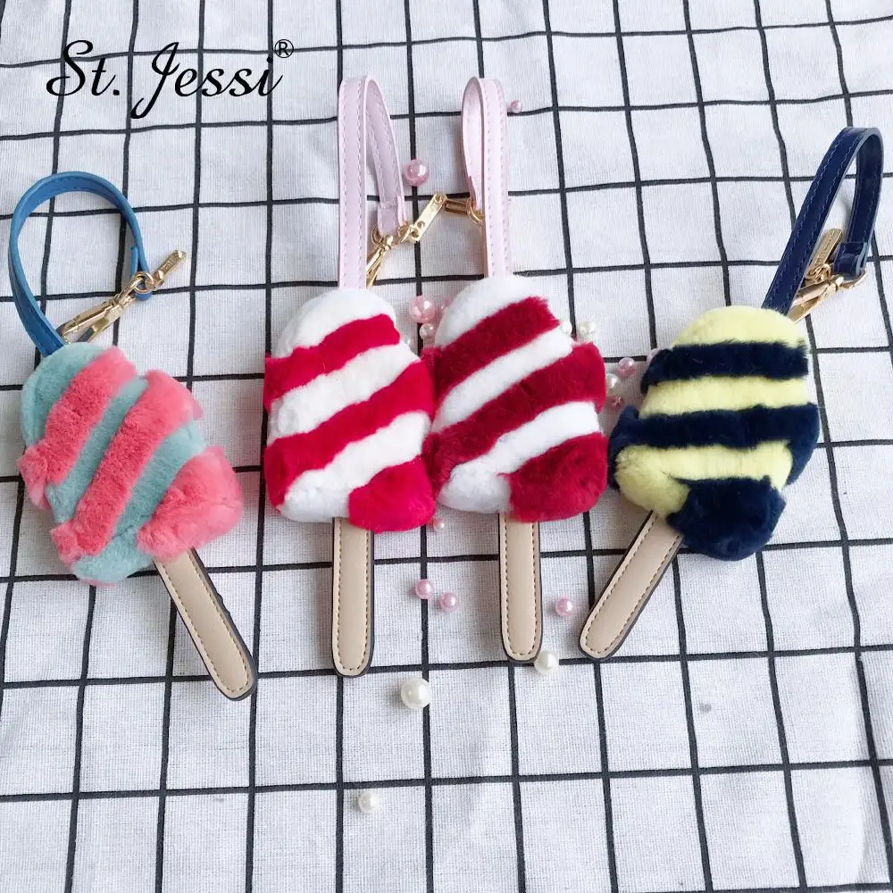 Брелок в Корейском стиле роскошный брелок с наклейкой из натурального меха и