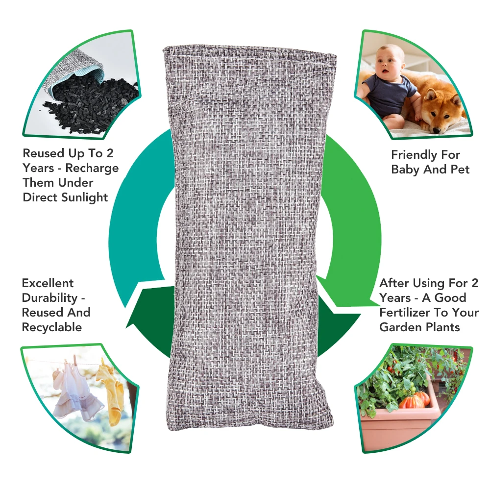 Bolsa de carb&oacute;n de bamb&uacute; Natural, desodorante, deshumidificaci&oacute;n, purificador de aire, ambientador para coche y hogar, 10 Uds.-1