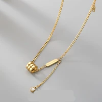 meyrroyu stainless steel gold color tassel twine cylinder pendant necklace for women chain 2021 trend party gift fashion jewelry