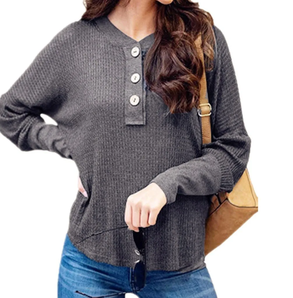 Женская блузка халат femme мода на пуговицах с круглым вырезом сплошного цвета