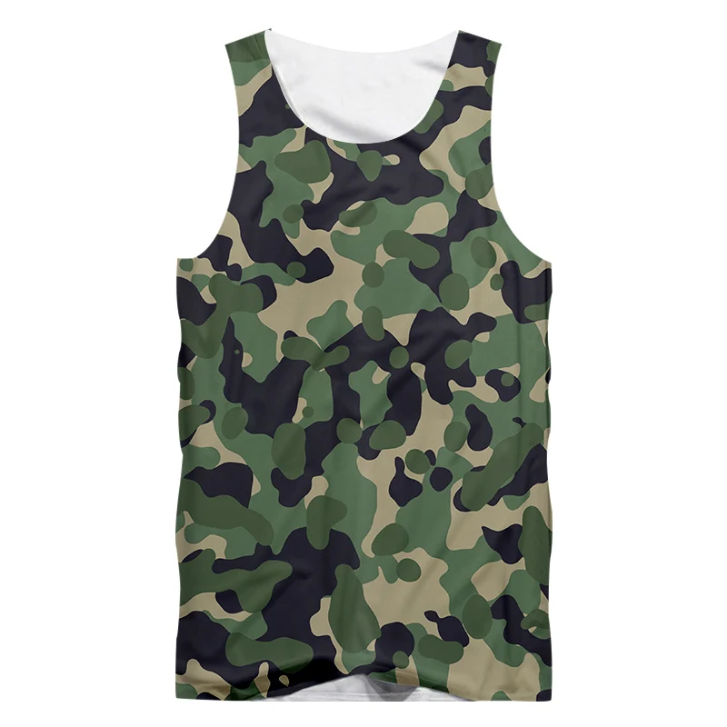 

OGKB Men Bodybuilding Tank Tops Gyms Fitness Workout Sleeveless Man Casual Camouflage Sports Vest Male Camo Clothing Oversized