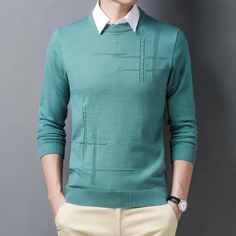 

TFETTERS 2020 Autumn Sweater Men Fashion Casual O-Neck Solid Color Knittrd Pullovers Slim Soft Skin-Friendly Knitted Sweater Men