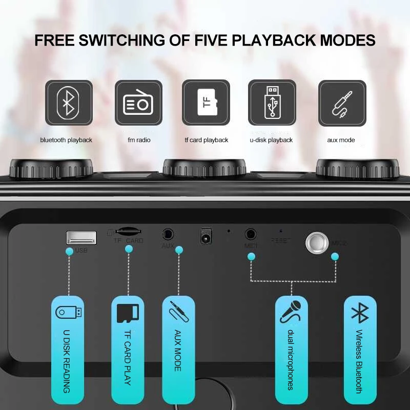 SOAIY Q23 FM динамик 13 дюймов Bluetooth пульт дистанционного управления беспроводной