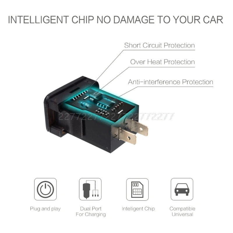 DC 12v USB Socket Charger Voltage Meter Voltmeter Cigarette Lighter 2 Port Power Adapter Interface S18 19 Dropship | Обустройство