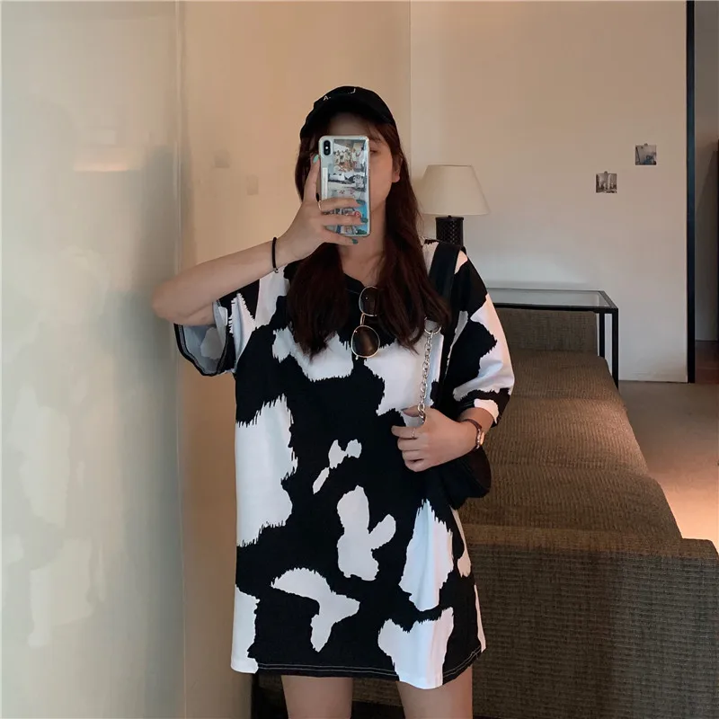 Women T-shirt Cotton Cow Print Graphic Clothing Aesthetic Kawaii Vintage Summer Clothes 2020 Fashion Kpop Streetwear | Женская одежда